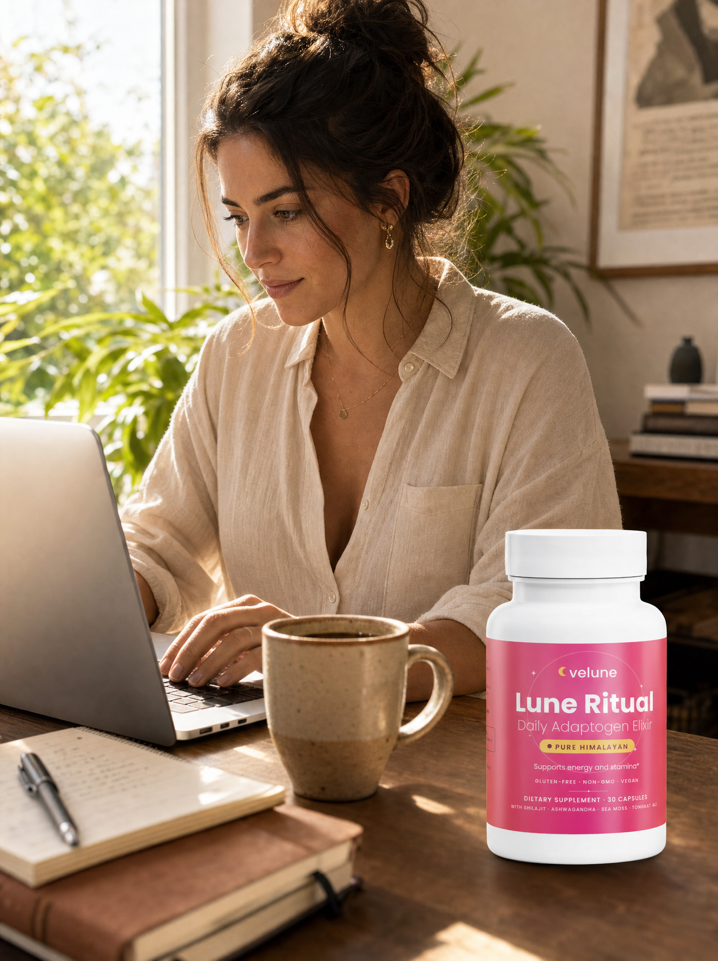 Lune Ritual on a desk during a morning work session