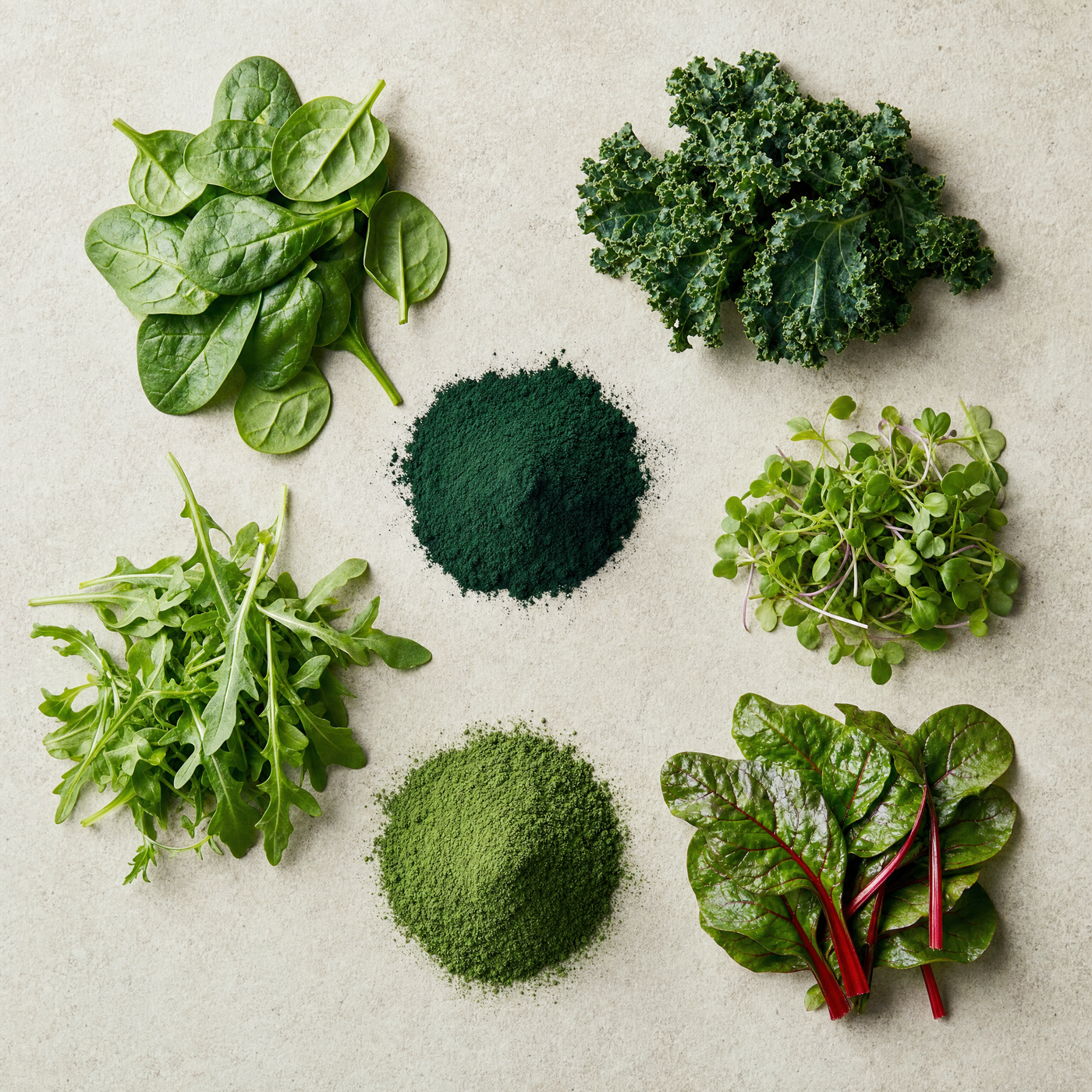 Fresh greens and superfoods used in Lune Verde