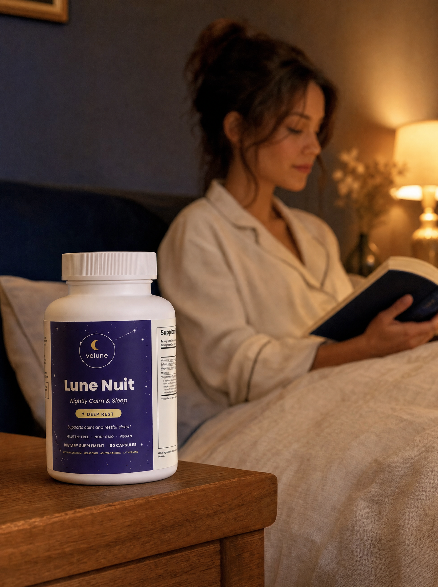 Lune Nuit sleep ritual capsules by Velune – lifestyle photo