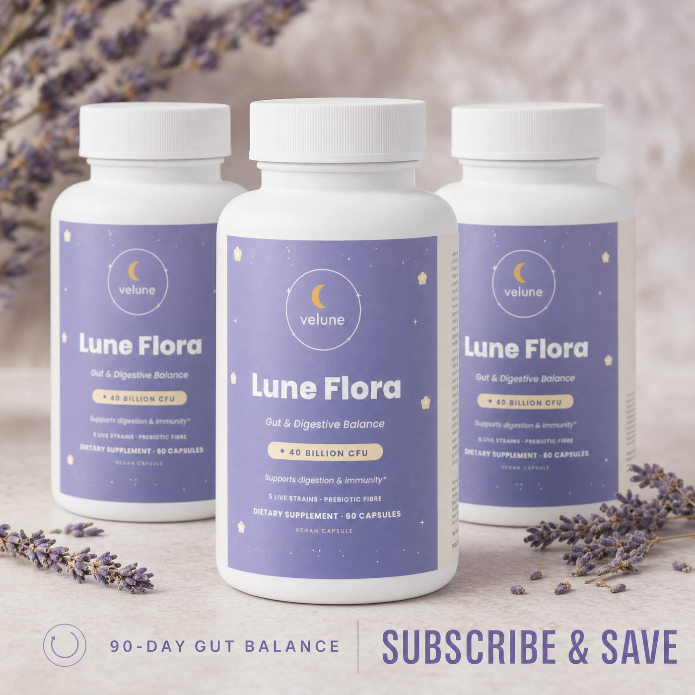 Lune Flora probiotic 40 billion CFU capsules by Velune – product gallery photo